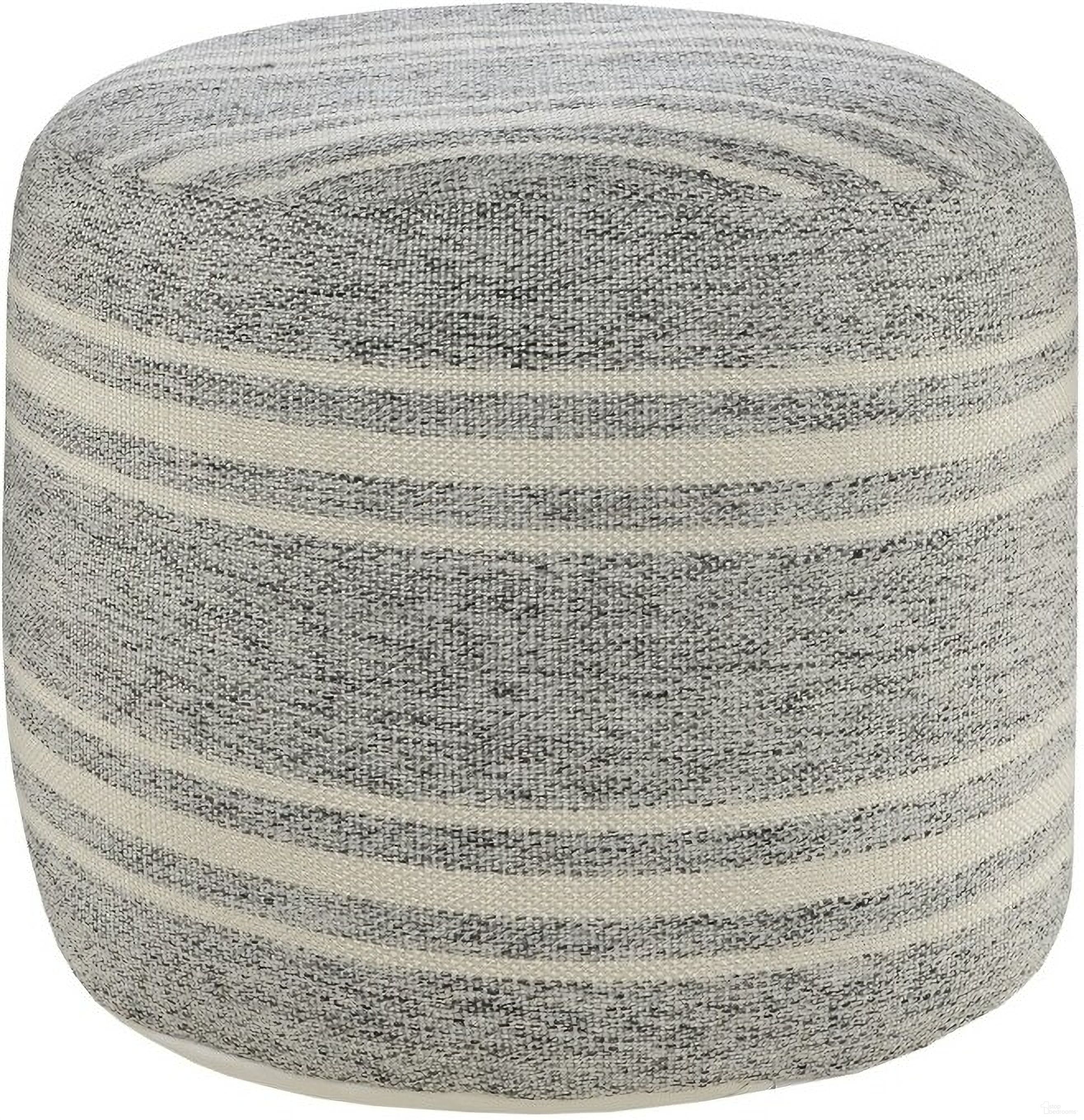 The appearance of Dravo Striped Hand-Woven Ottoman Pouf In Gray and White designed by Rajani Home in the transitional interior design. This gray/white piece of furniture was selected by 1StopBedrooms from Bova Collection to add a touch of cosiness and style into your home. Sku: 3C812008G49348. Material: Polyester.