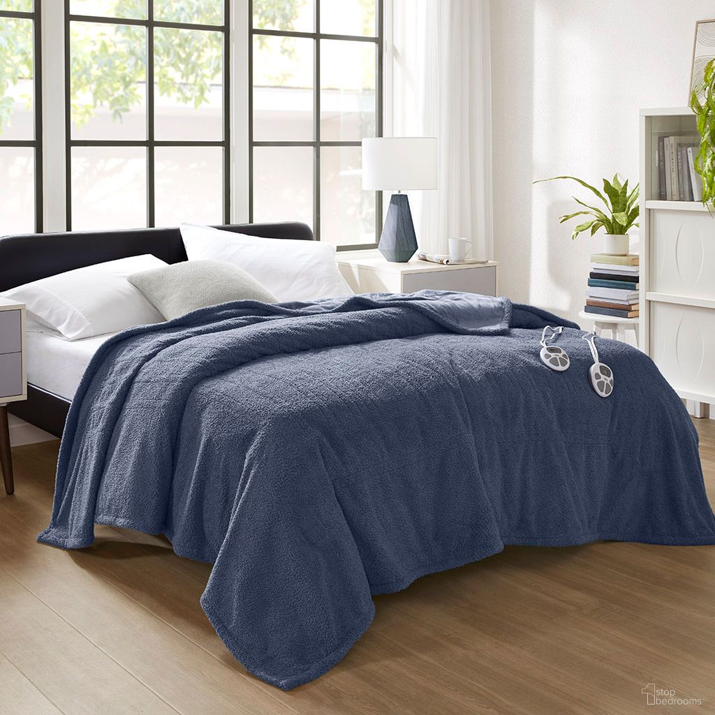 Dream Soft Heated Blanket In Navy