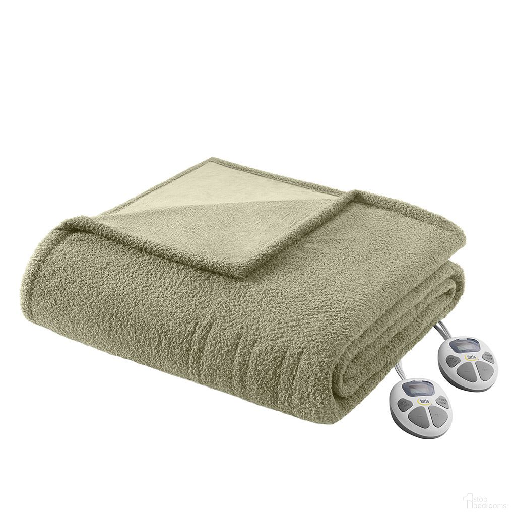 The appearance of Dream Soft Heated Blanket In Sage designed by Olliix in the transitional interior design. This sage piece of furniture  was selected by 1StopBedrooms from Dream Soft Heated Collection to add a touch of cosiness and style into your home. Sku: ST54-3588. Bed Size: Full. Material: Feather.