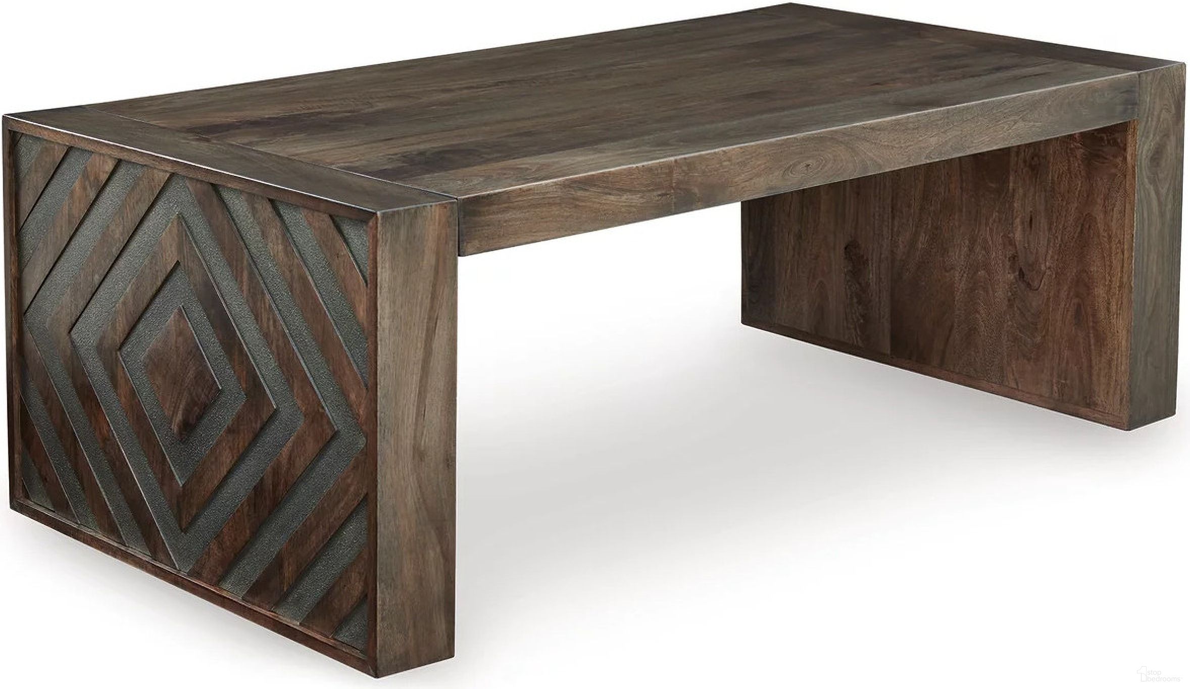 The appearance of Dreggan Coffee Table In Brown designed by Signature Design by Ashley in the transitional interior design. This brown piece of furniture  was selected by 1StopBedrooms from Dreggan Collection to add a touch of cosiness and style into your home. Sku: T567-1. Material: Wood.