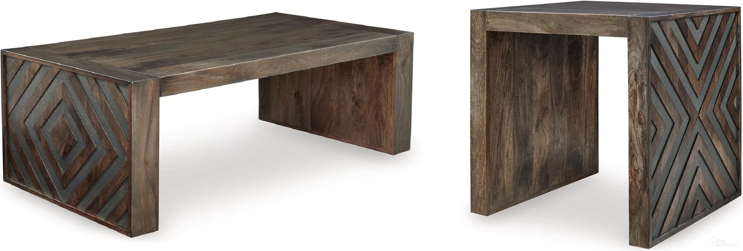 The appearance of Dreggan Occasional Table Set In Brown designed by Signature Design by Ashley in the transitional interior design. This brown piece of furniture was selected by 1StopBedrooms from Dreggan Collection to add a touch of cosiness and style into your home. Sku: T567-1;T567-2. Material: Wood.