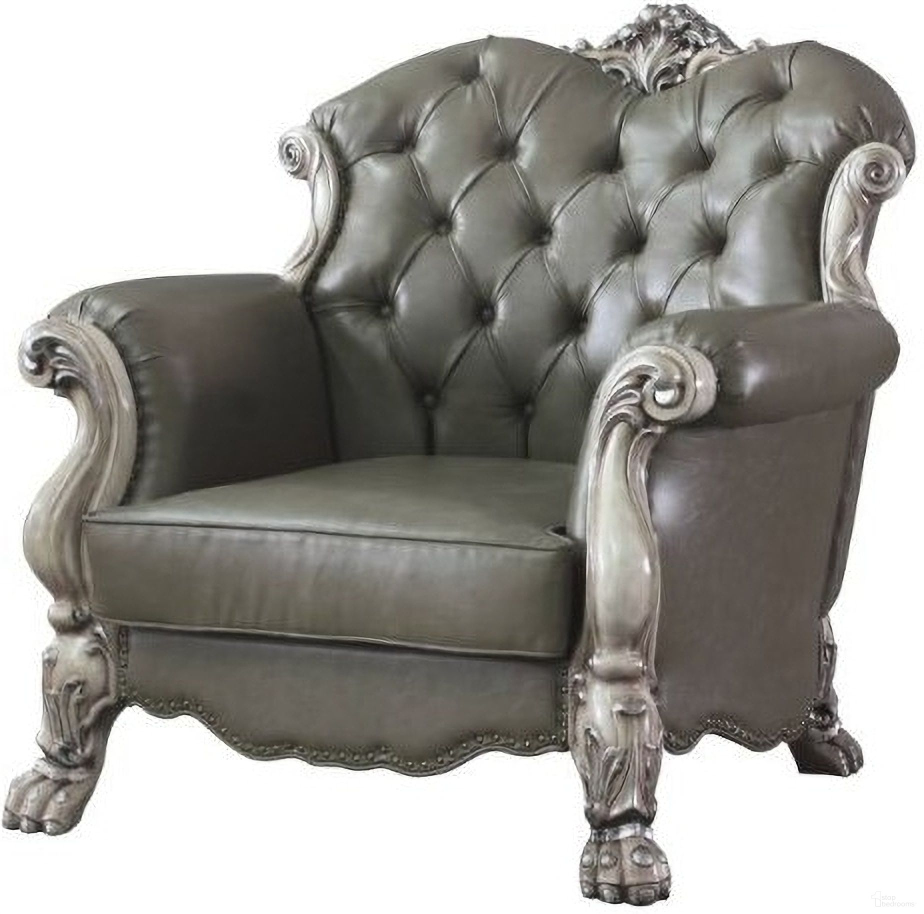 The appearance of Dresden Chair With 1 Pillow In Pu And Vintage Bone White designed by ACME in the transitional interior design. This white piece of furniture was selected by 1StopBedrooms from Dresden Collection to add a touch of cosiness and style into your home. Sku: 58177. Material: Upholstery.