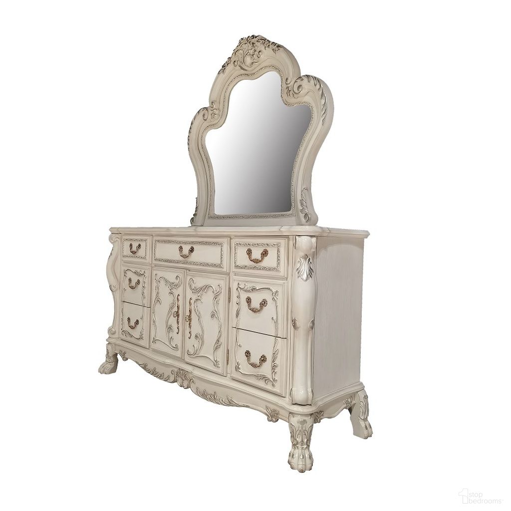 The appearance of Dresden Dresser In Bone White designed by ACME in the transitional interior design. This bone white piece of furniture  was selected by 1StopBedrooms from Dresden Collection to add a touch of cosiness and style into your home. Sku: BD01685. Material: Wood.
