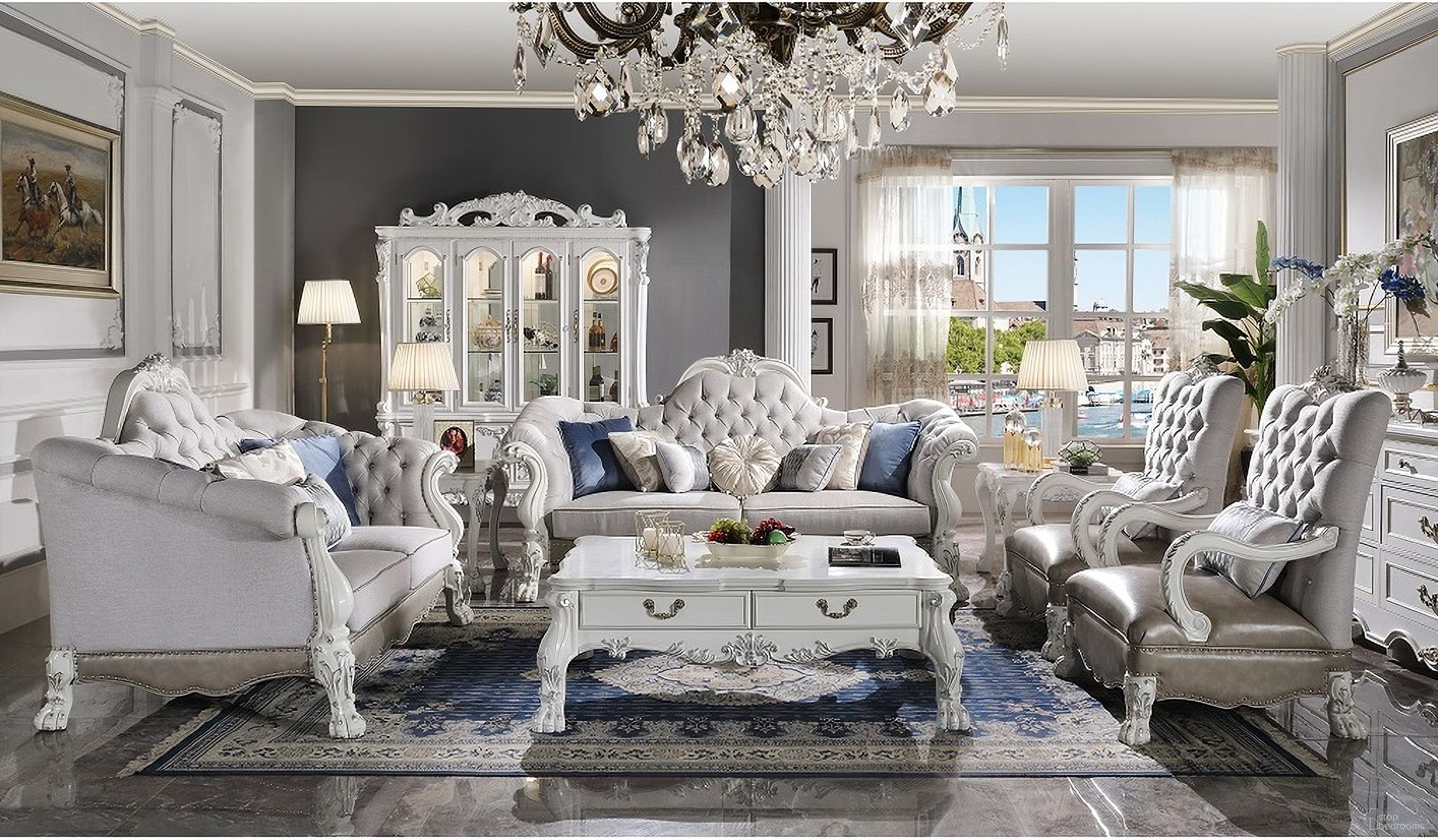 The appearance of Dresden Loveseat with 5 Pillows In Synthetic Leather and Bone White designed by ACME in the transitional interior design. This bone white piece of furniture was selected by 1StopBedrooms from Dresden Collection to add a touch of cosiness and style into your home. Sku: LV02245. Material: Upholstered.