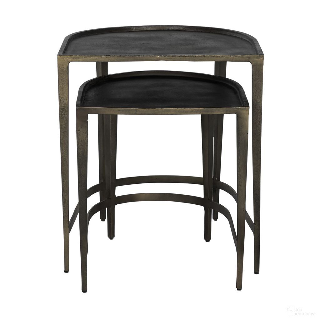The appearance of Dresden Nesting Side Table In Antique Dark Bronze designed by Gabby in the transitional interior design. This antique dark bronze piece of furniture  was selected by 1StopBedrooms from Dresden Collection to add a touch of cosiness and style into your home. Sku: SCH-175014. Material: Aluminum.
