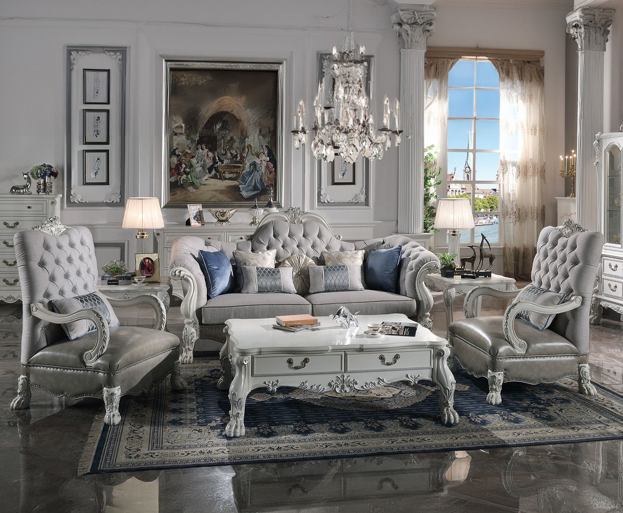 Dresden Rectangle Occasional Table Set In Bone White