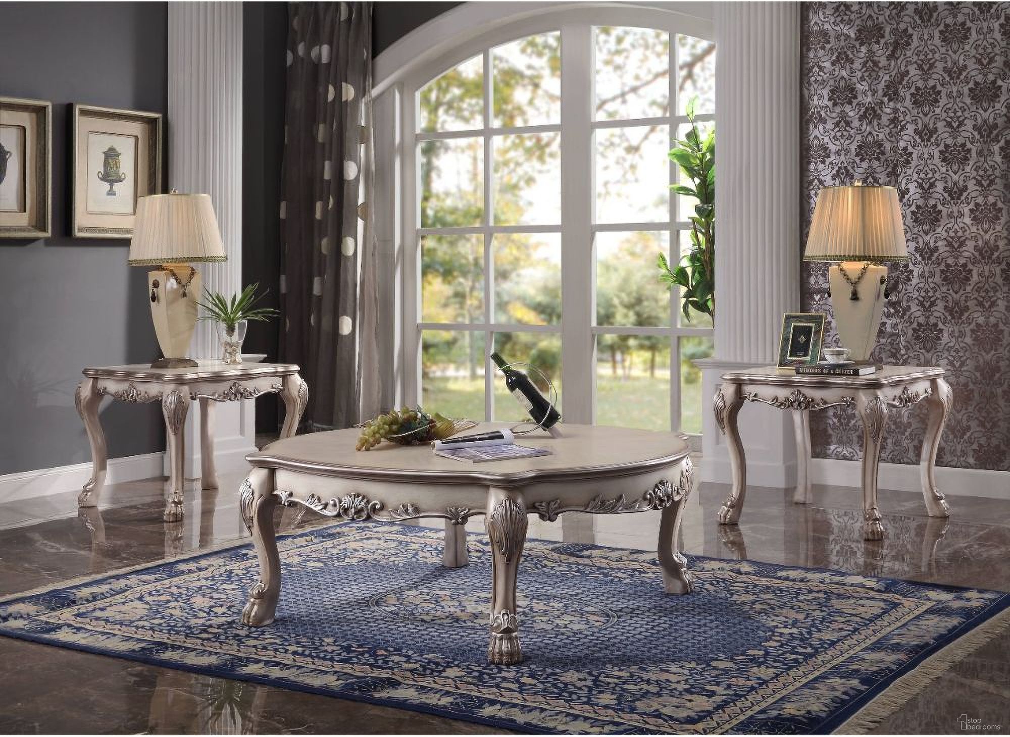 Dresden Round Occasional Table Set In Bone White