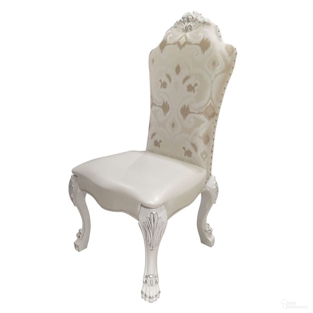 The appearance of Dresden Side Chair Set of 2 In Fabric and Bone White designed by ACME in the transitional interior design. This bone white piece of furniture  was selected by 1StopBedrooms from Dresden Collection to add a touch of cosiness and style into your home. Sku: DN02242. Material: Wood. Chair Type: Side Chair.