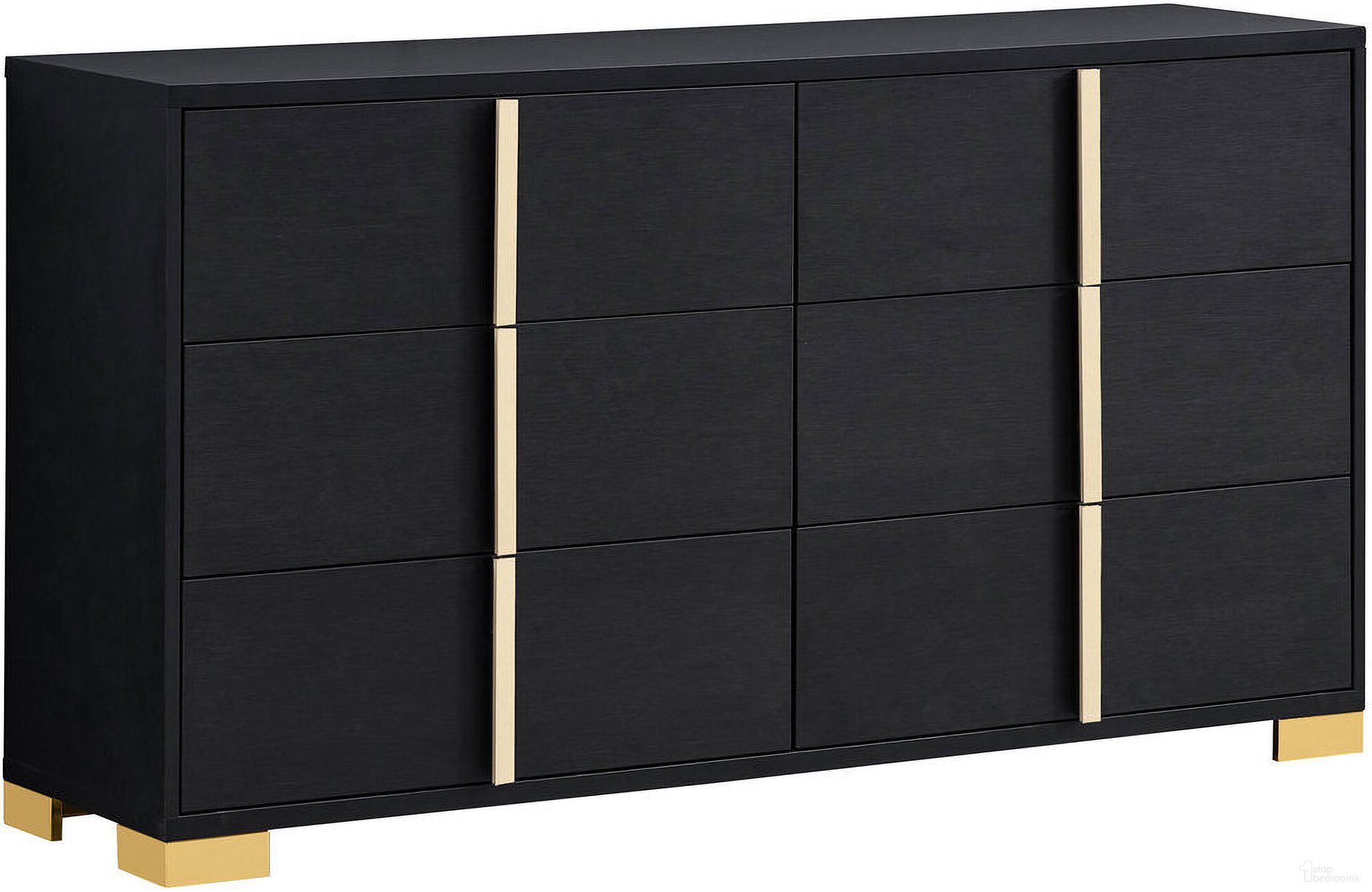The appearance of Marceline 6-drawer Dresser Black designed by Coaster in the modern / contemporary interior design. This black piece of furniture  was selected by 1StopBedrooms from Marceline Collection to add a touch of cosiness and style into your home. Sku: 222833. Material: Wood.