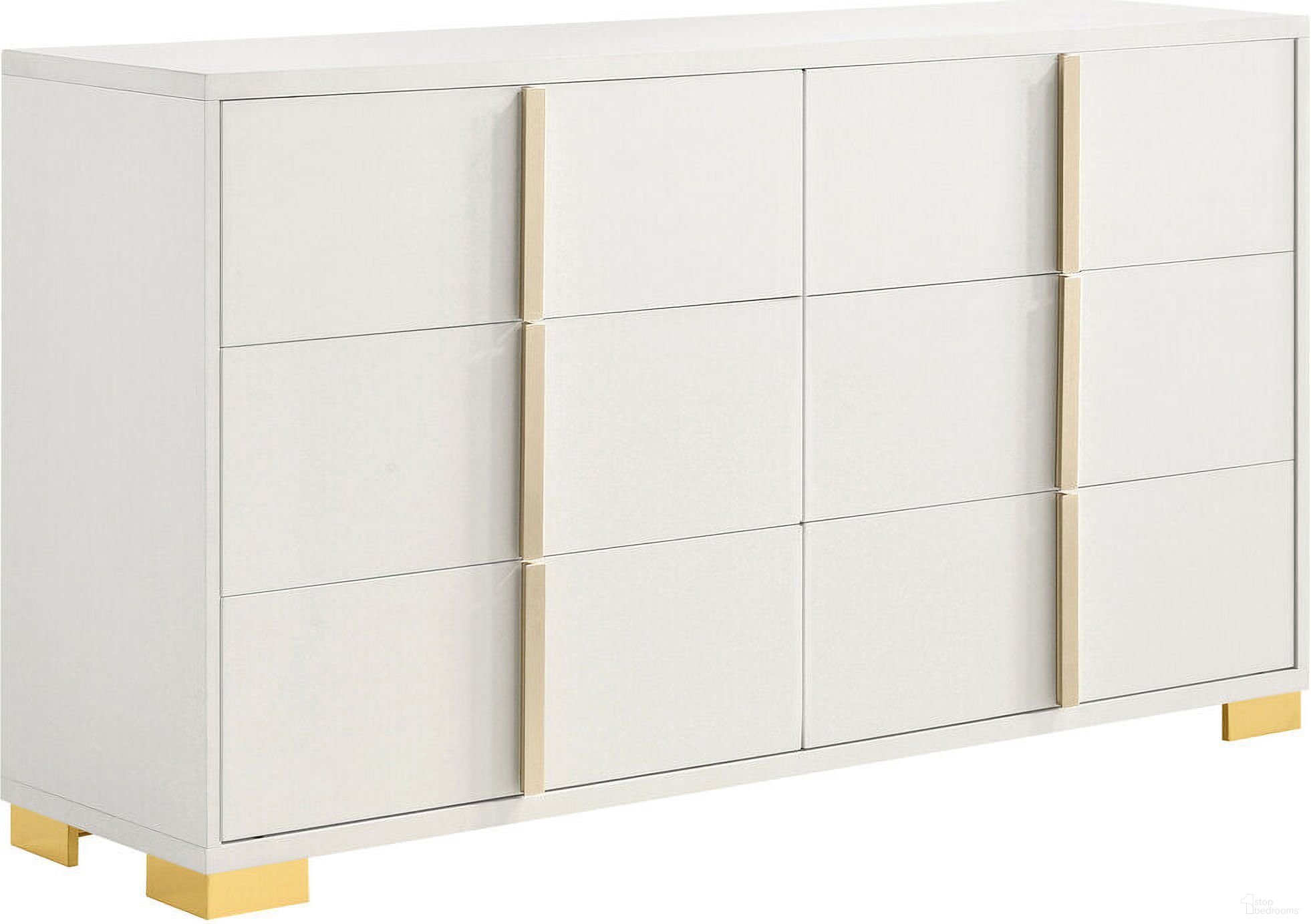 The appearance of Marceline 6-drawer Dresser White designed by Coaster in the modern / contemporary interior design. This white piece of furniture  was selected by 1StopBedrooms from Marceline Collection to add a touch of cosiness and style into your home. Sku: 222933. Material: Wood.