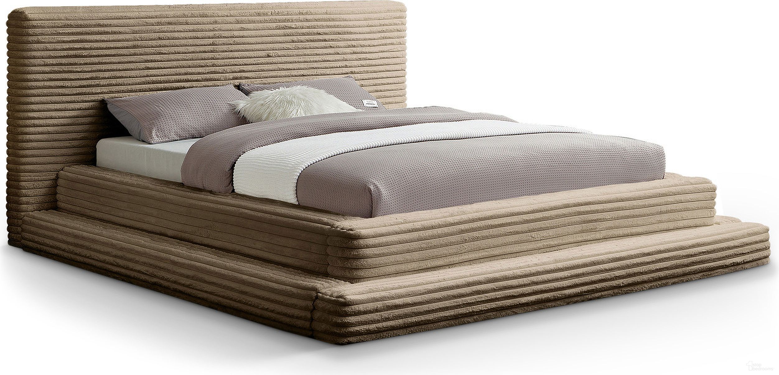Drew Corduroy Fabric Full Bed In Taupe
