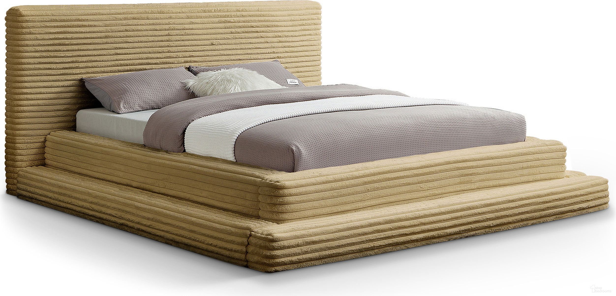 Drew Corduroy Fabric King Bed In Camel