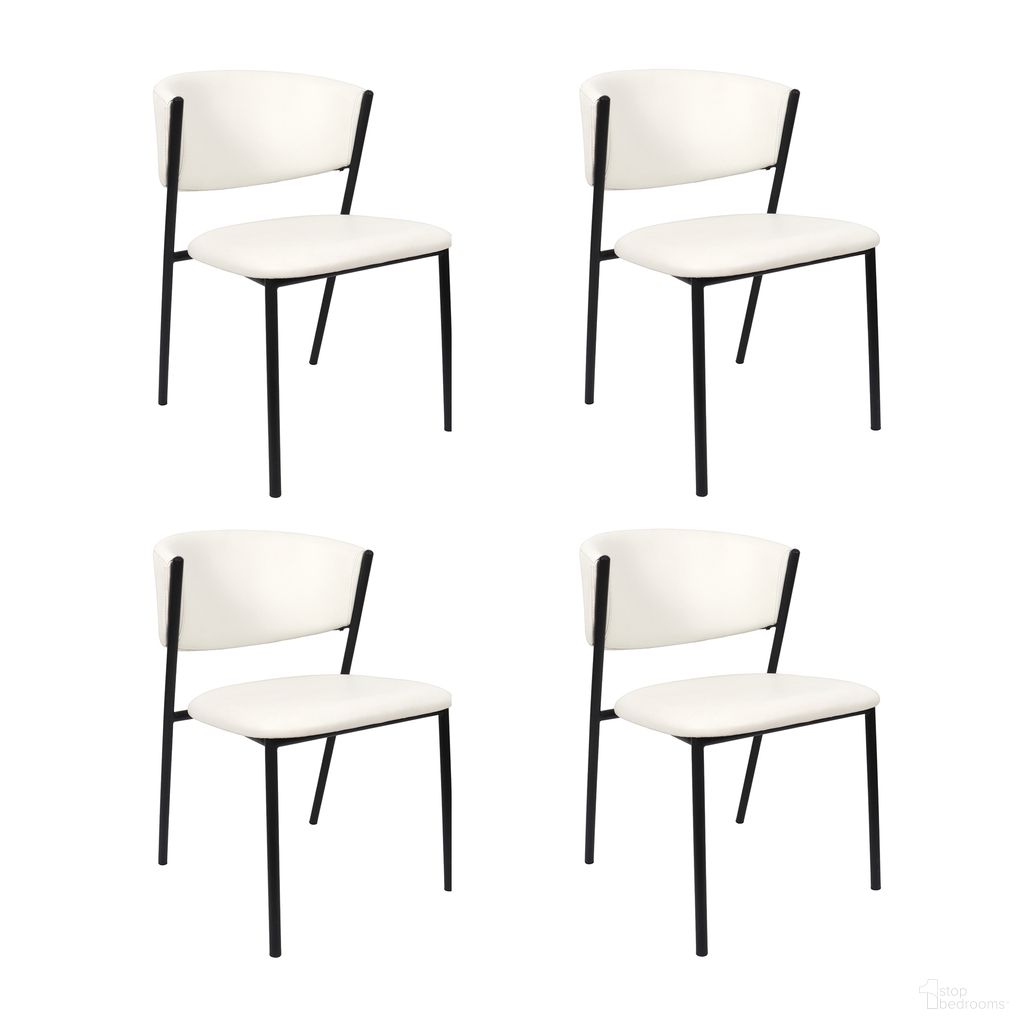 Drift Vegan Leather Metal Side Chair Set of 4 In Ivory