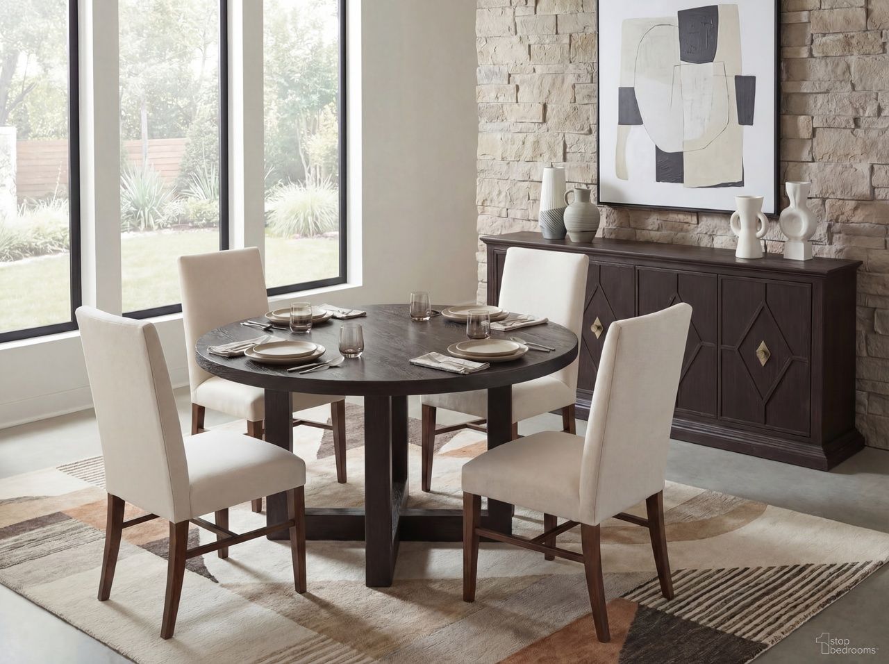 Driftwood 60 Inch Round Dining Room Set In Burnt Timber