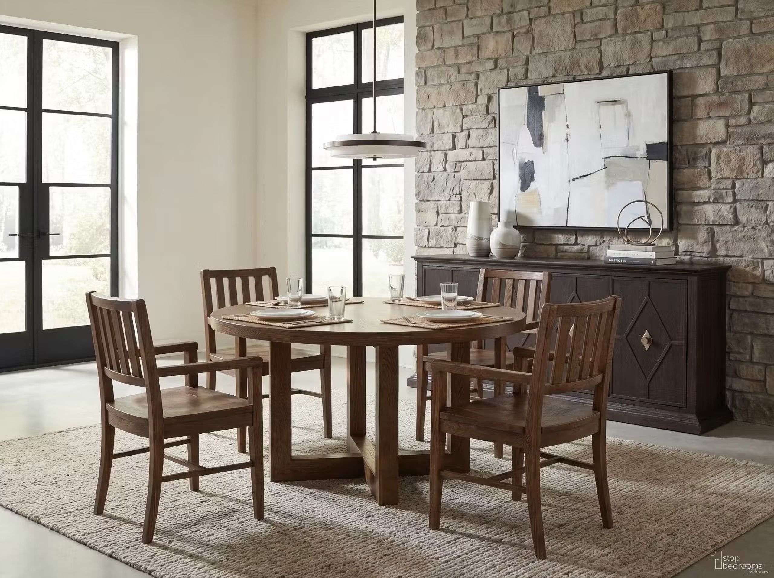 Driftwood 60 Inch Round Dining Room Set In Saddle