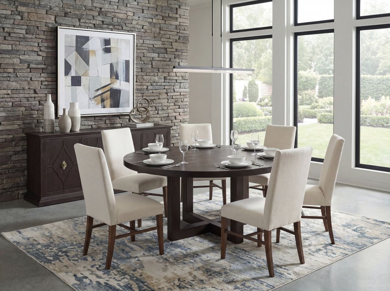 Driftwood 72 Inch Round Dining Room Set In Burnt Timber
