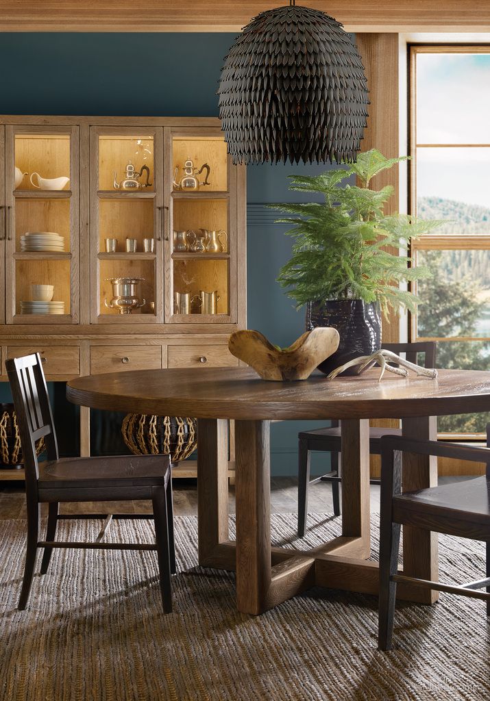 Driftwood 72 Inch Round Dining Room Set In Medium Wood