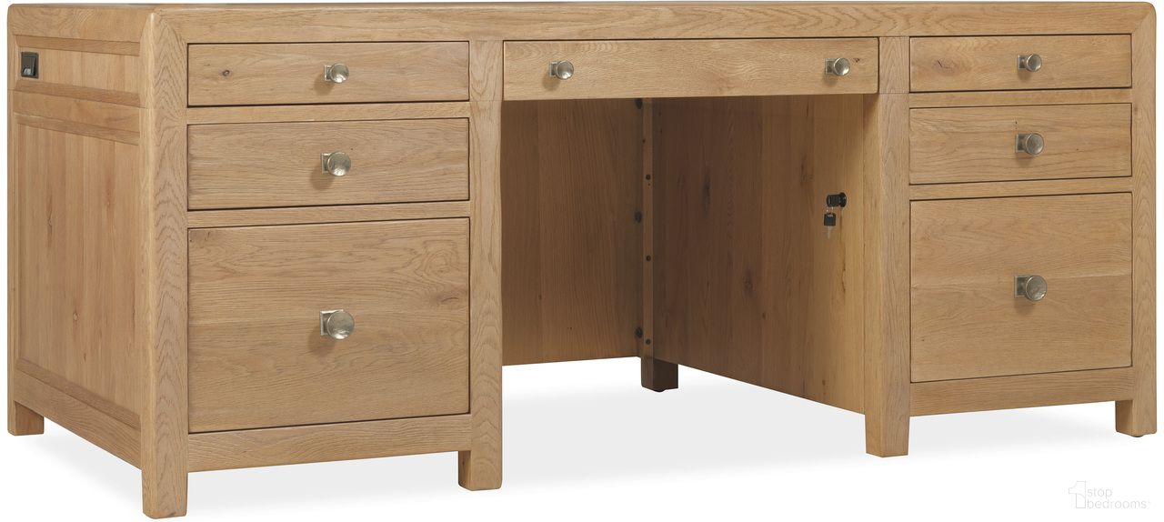 The appearance of Driftwood Executive Desk In Light Wood designed by Hooker in the transitional interior design. This light wood piece of furniture was selected by 1StopBedrooms from Driftwood Collection to add a touch of cosiness and style into your home. Sku: 6820-10462-80. Material: Solid Oak.