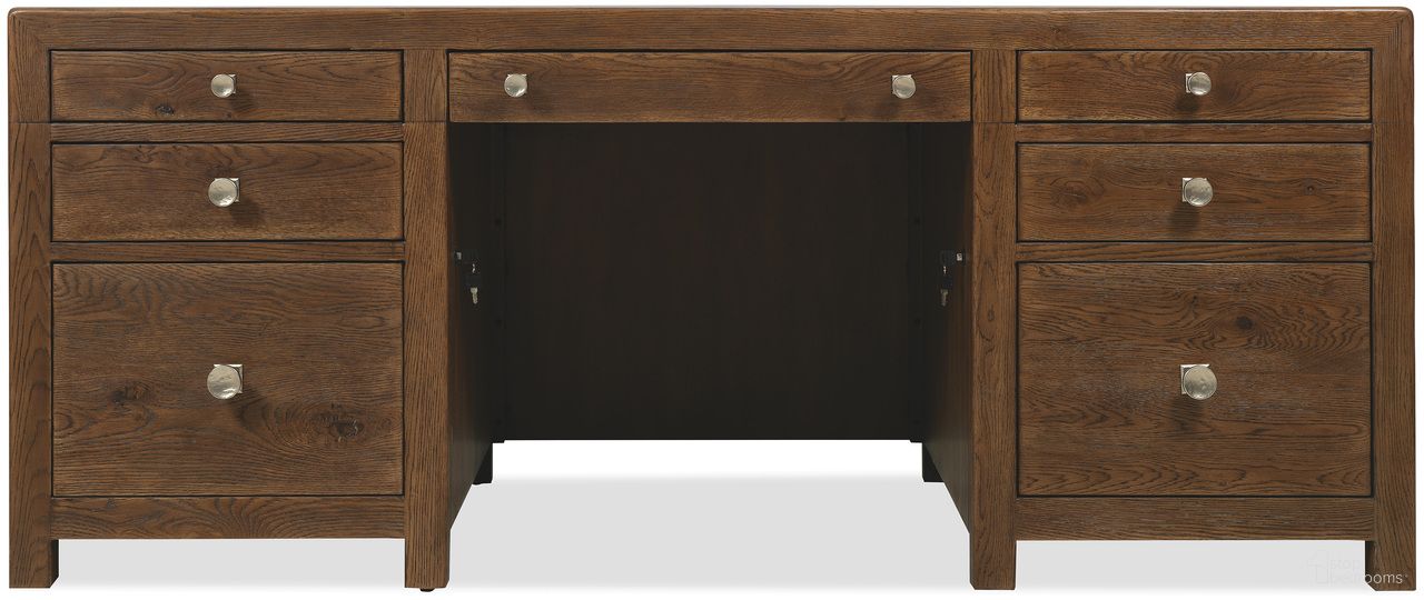 The appearance of Driftwood Executive Desk In Medium Wood designed by Hooker in the transitional interior design. This medium wood piece of furniture was selected by 1StopBedrooms from Driftwood Collection to add a touch of cosiness and style into your home. Sku: 6820-10462-85. Material: Solid Oak.