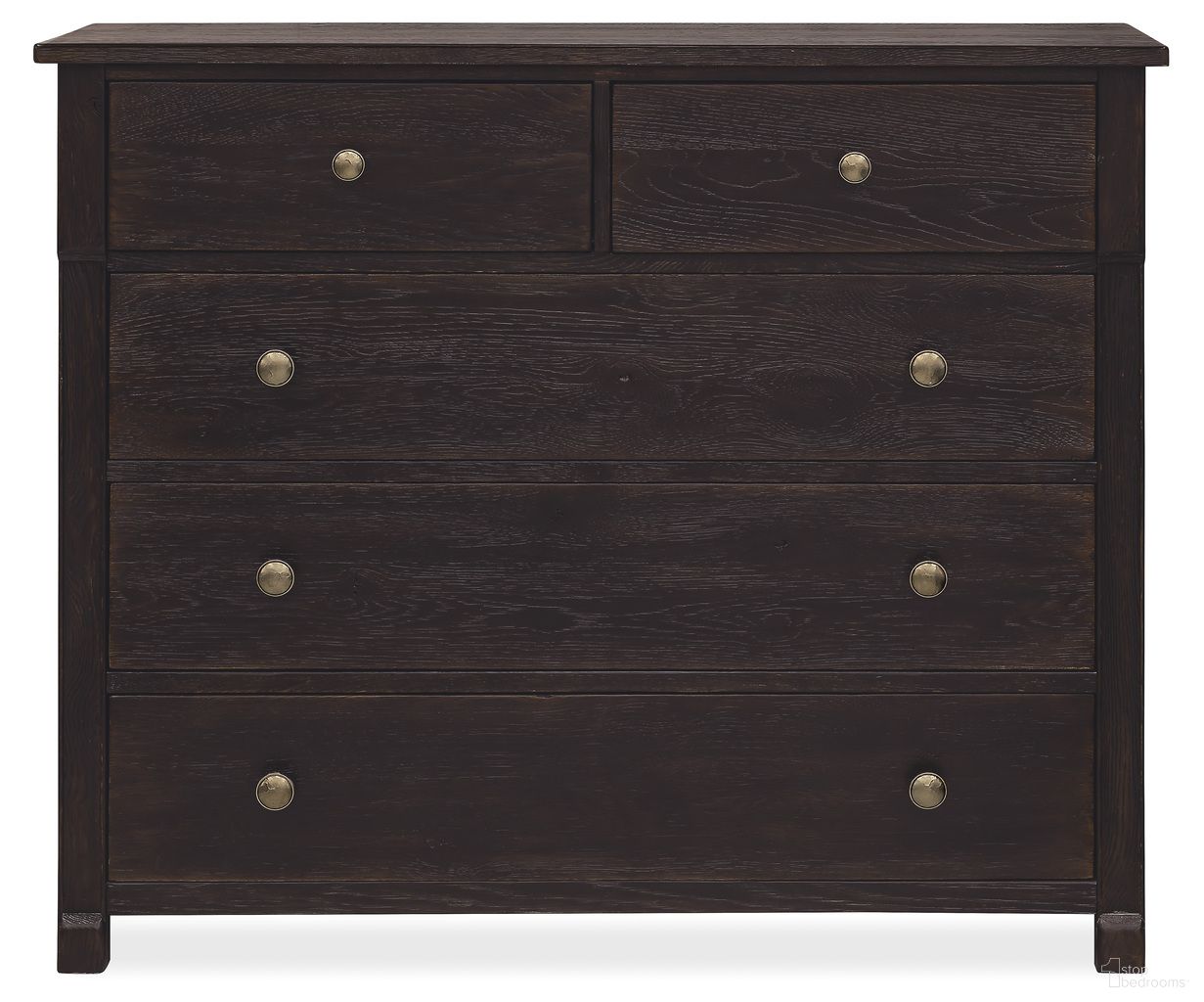 The appearance of Driftwood Five-Drawer Chest In Burnt Timber designed by Hooker in the transitional interior design. This burnt timber piece of furniture was selected by 1StopBedrooms from Driftwood Collection to add a touch of cosiness and style into your home. Sku: 6820-90011-99. Material: Solid Oak.