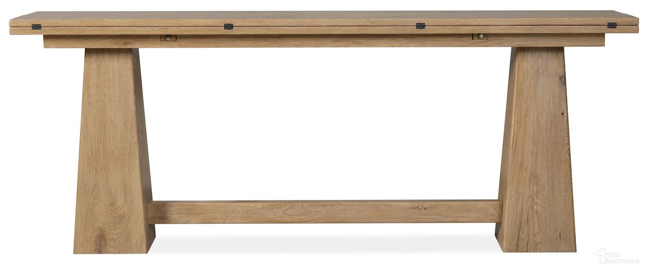 The appearance of Driftwood Flip-Top Console Table In Light Wood designed by Hooker in the transitional interior design. This light wood piece of furniture was selected by 1StopBedrooms from Driftwood Collection to add a touch of cosiness and style into your home. Sku: 6820-85003-80. Material: Solid Oak.