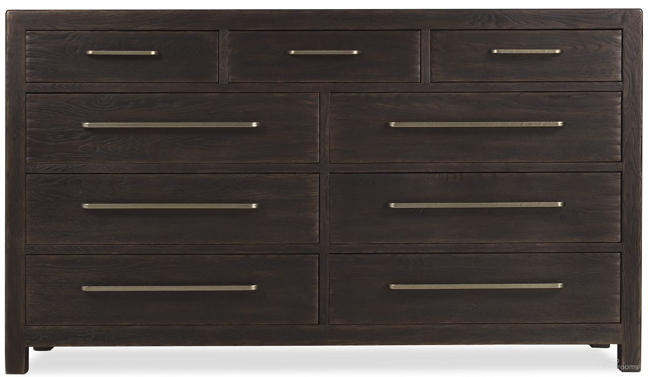 The appearance of Driftwood Nine-Drawer Dresser In Burnt Timber designed by Hooker in the transitional interior design. This burnt timber piece of furniture was selected by 1StopBedrooms from Driftwood Collection to add a touch of cosiness and style into your home. Sku: 6820-90201-99. Material: Solid Oak.