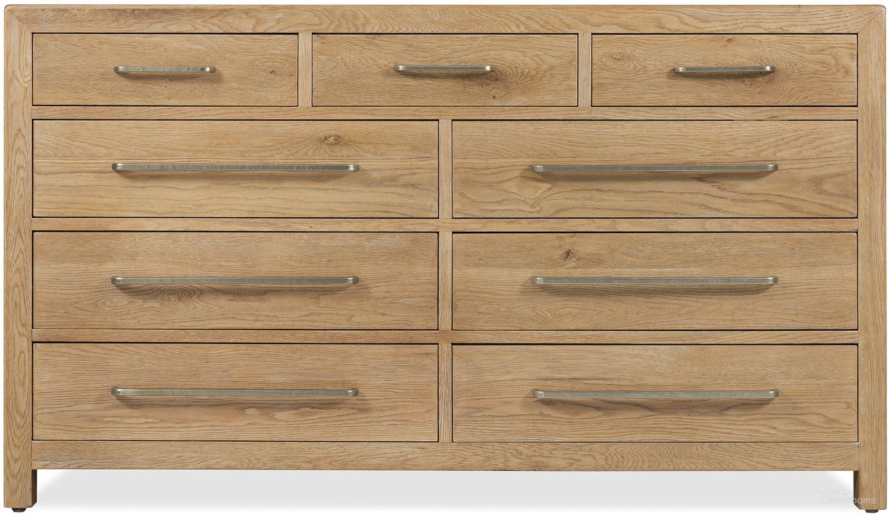 The appearance of Driftwood Nine-Drawer Dresser In Light Wood designed by Hooker in the transitional interior design. This light wood piece of furniture was selected by 1StopBedrooms from Driftwood Collection to add a touch of cosiness and style into your home. Sku: 6820-90201-80. Material: Solid Oak.