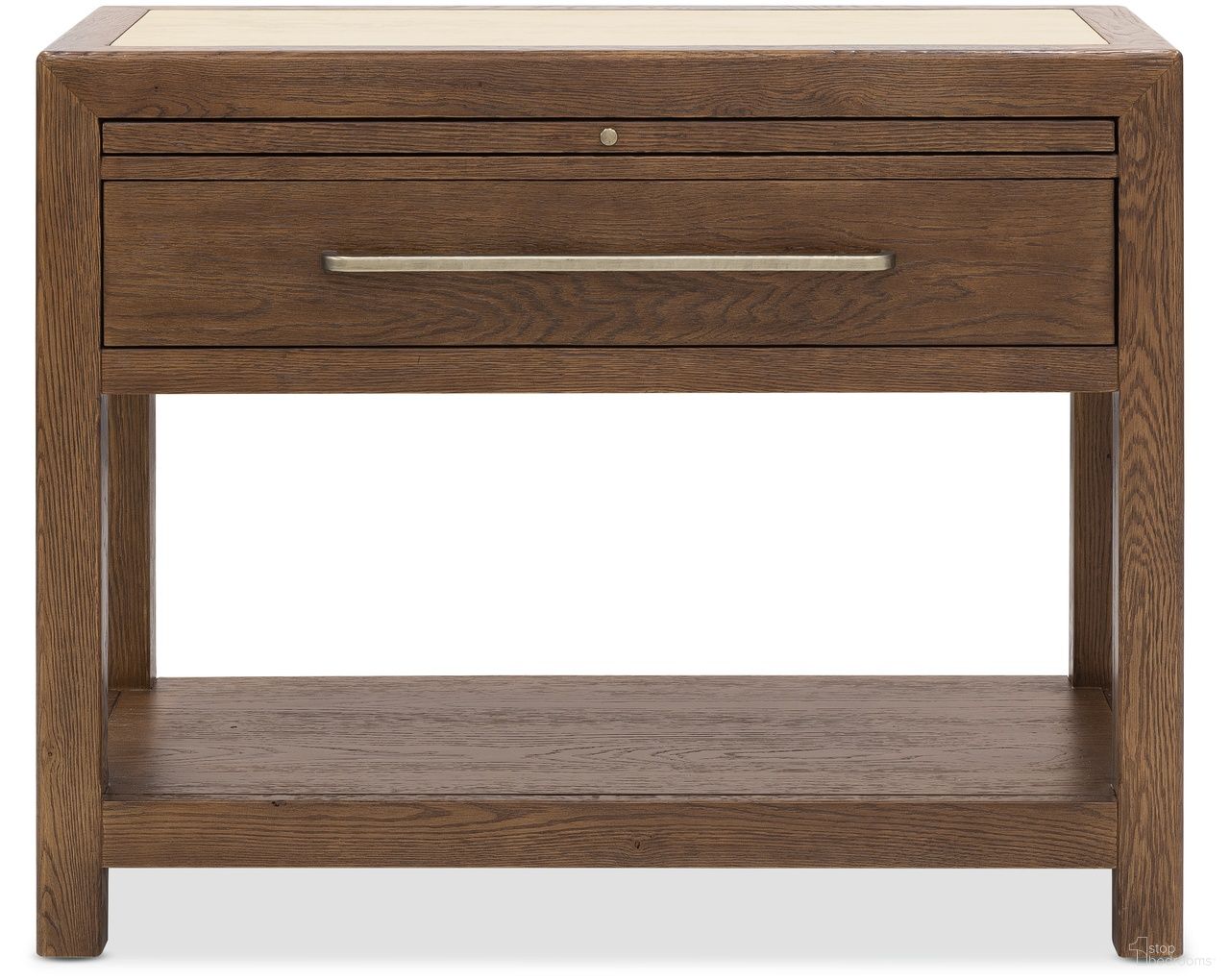 Driftwood One-Drawer Nightstand with Stone In Saddle