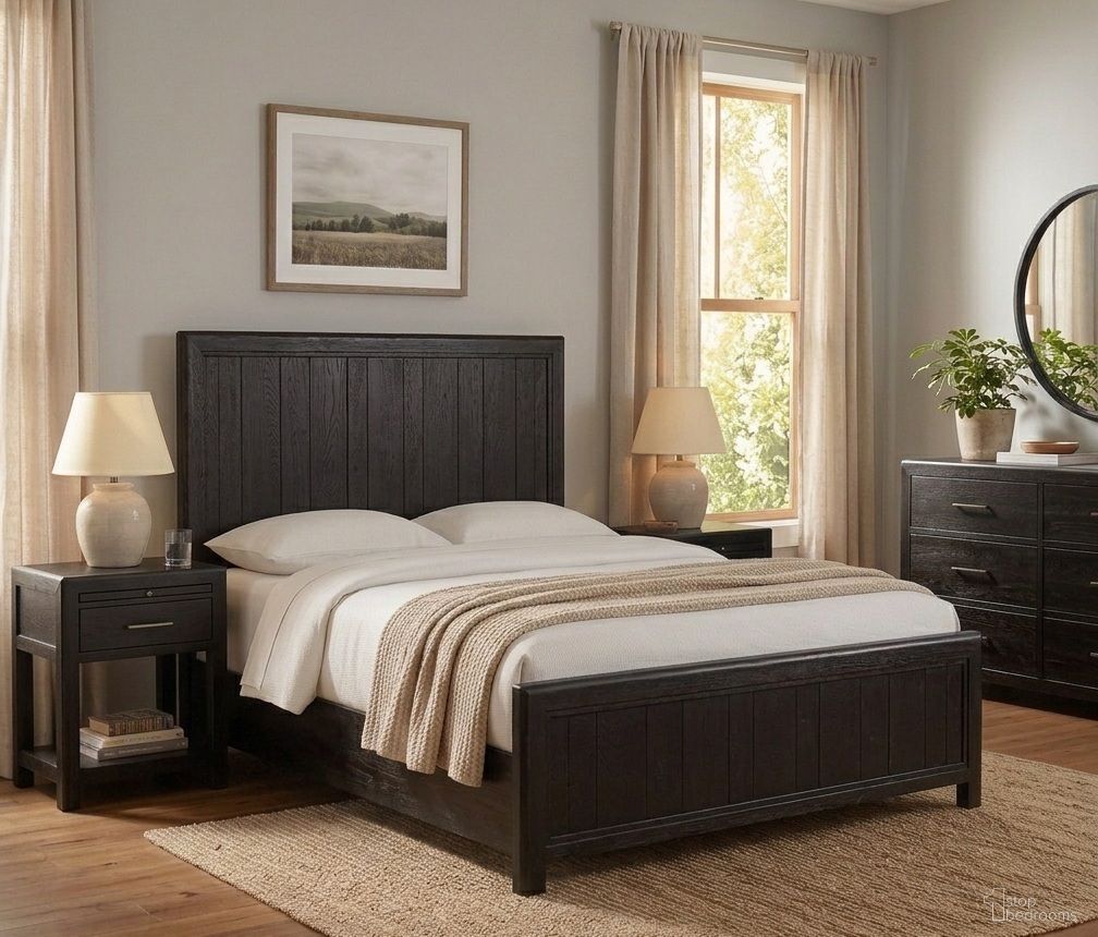 Driftwood Panel Bedroom Set In Burnt Timber