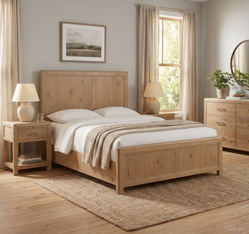 Driftwood Panel Bedroom Set In Light Wood