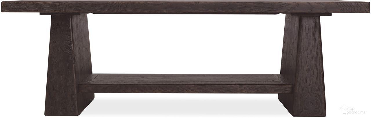 The appearance of Driftwood Rectangle Cocktail Table In Burnt Timber designed by Hooker in the transitional interior design. This burnt timber piece of furniture  was selected by 1StopBedrooms from Driftwood Collection to add a touch of cosiness and style into your home. Sku: 6820-80110-99. Material: Solid Oak.