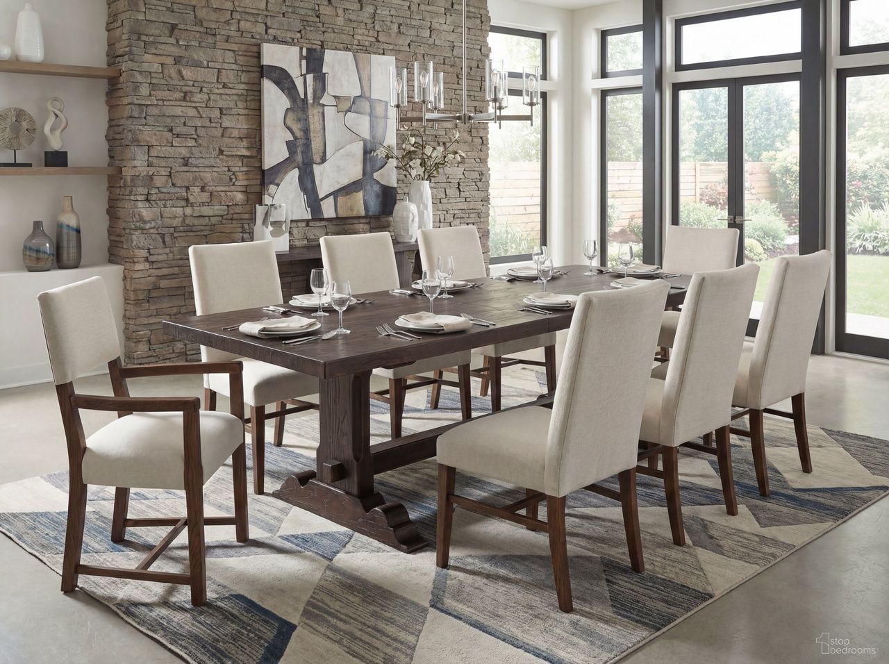 Driftwood Rectangular Dining Room Set In Burnt Timber