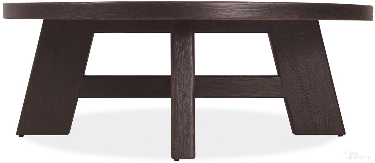 The appearance of Driftwood Round Cocktail Table In Burnt Timber designed by Hooker in the transitional interior design. This burnt timber piece of furniture was selected by 1StopBedrooms from Driftwood Collection to add a touch of cosiness and style into your home. Sku: 6820-80211-99. Material: Solid Oak.
