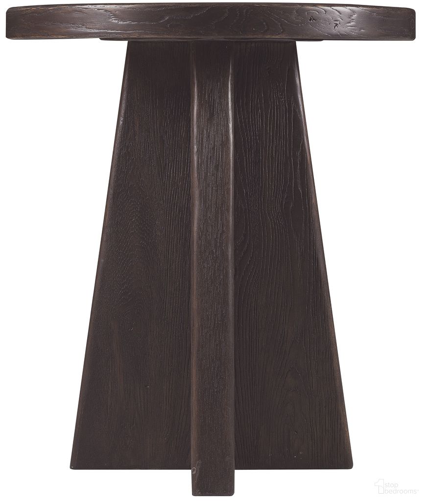 The appearance of Driftwood Round End Table In Burnt Timber designed by Hooker in the transitional interior design. This burnt timber piece of furniture  was selected by 1StopBedrooms from Driftwood Collection to add a touch of cosiness and style into your home. Sku: 6820-80213-99. Material: Solid Oak.