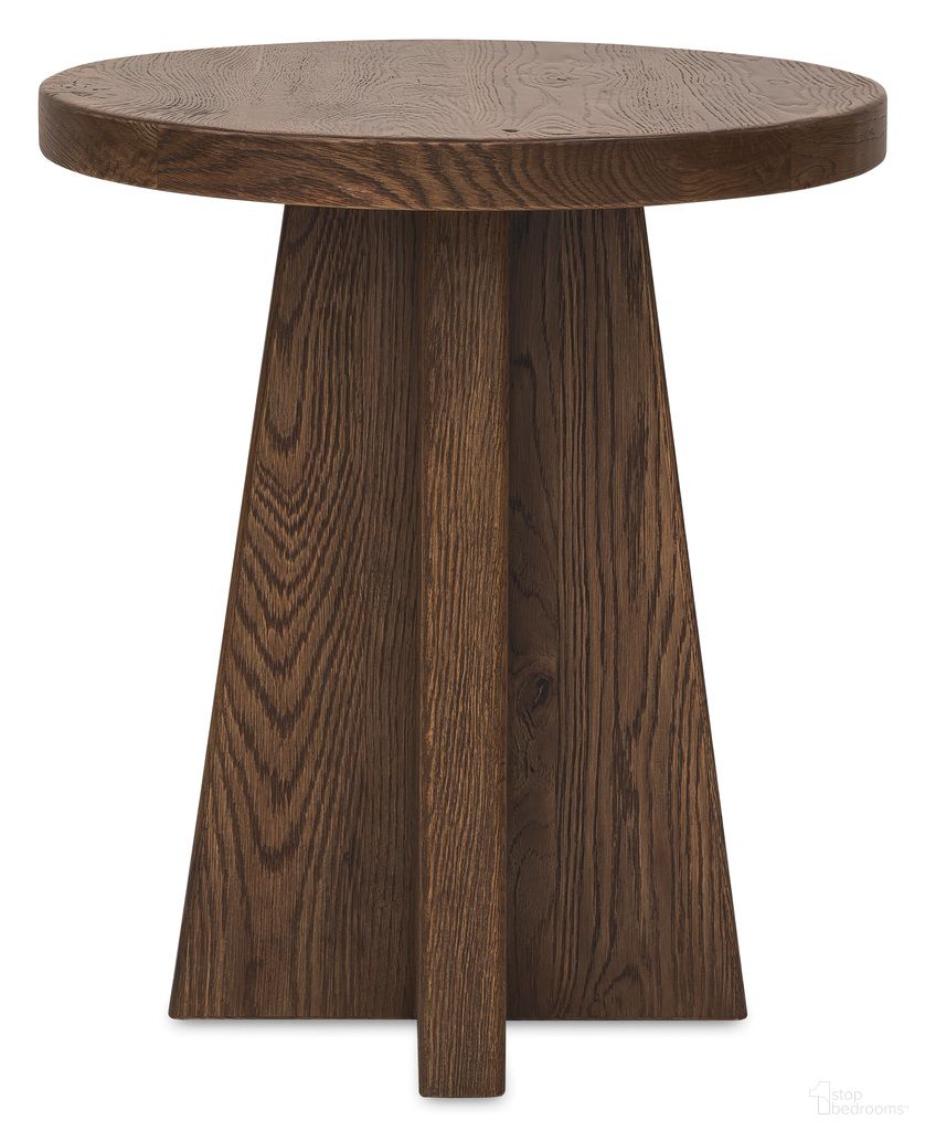 The appearance of Driftwood Round End Table In Medium Wood designed by Hooker in the transitional interior design. This medium wood piece of furniture was selected by 1StopBedrooms from Driftwood Collection to add a touch of cosiness and style into your home. Sku: 6820-80213-85. Material: Solid Oak.
