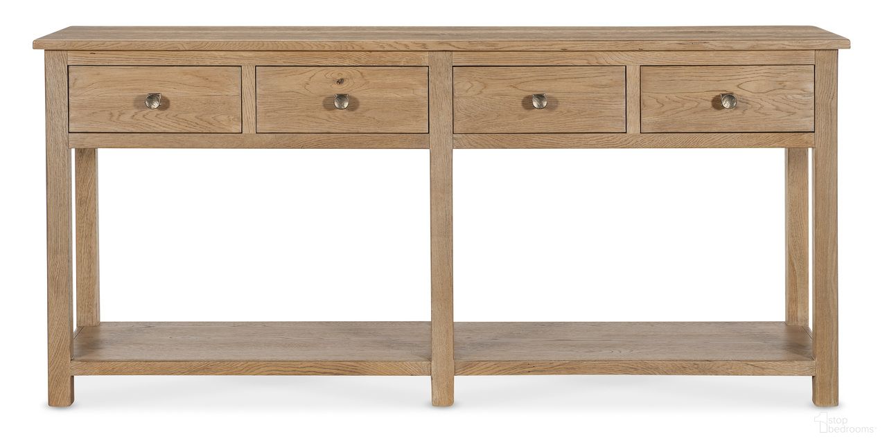 The appearance of Driftwood Sideboard In Light Wood designed by Hooker in the transitional interior design. This light wood piece of furniture was selected by 1StopBedrooms from Driftwood Collection to add a touch of cosiness and style into your home. Sku: 6820-75900B-80. Material: Solid Oak.