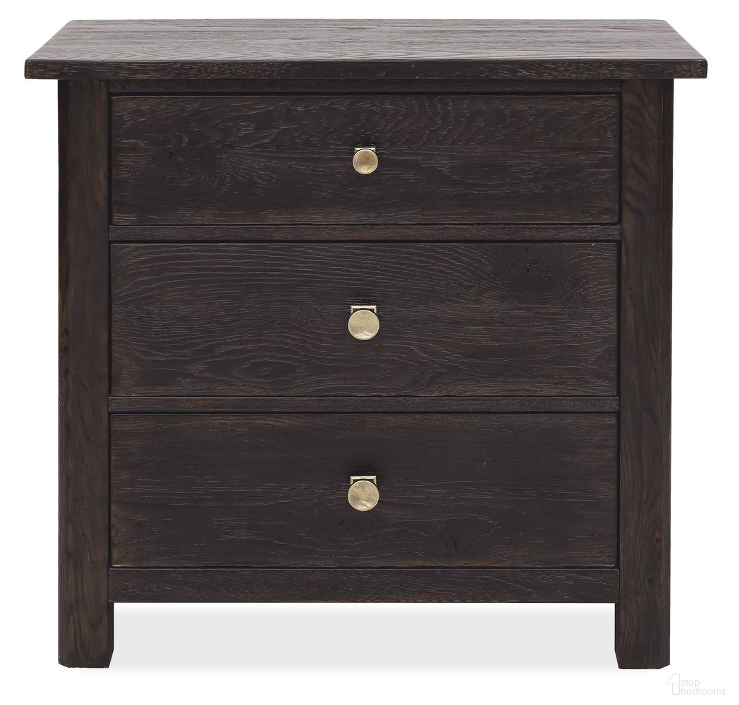 The appearance of Driftwood Three-Drawer Nightstand In Burnt Timber designed by Hooker in the transitional interior design. This burnt timber piece of furniture was selected by 1StopBedrooms from Driftwood Collection to add a touch of cosiness and style into your home. Sku: 6820-90116-99. Material: Solid Oak.