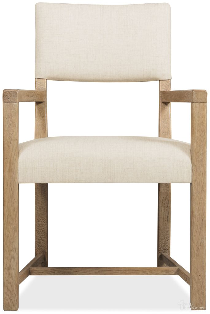 The appearance of Driftwood Upholstered Arm Chair In Beige and Light Wood designed by Hooker in the transitional interior design. This beige/light wood piece of furniture  was selected by 1StopBedrooms from Driftwood Collection to add a touch of cosiness and style into your home. Sku: 6820-75400-80. Chair Type: Arm Chair. Material: Solid Oak.