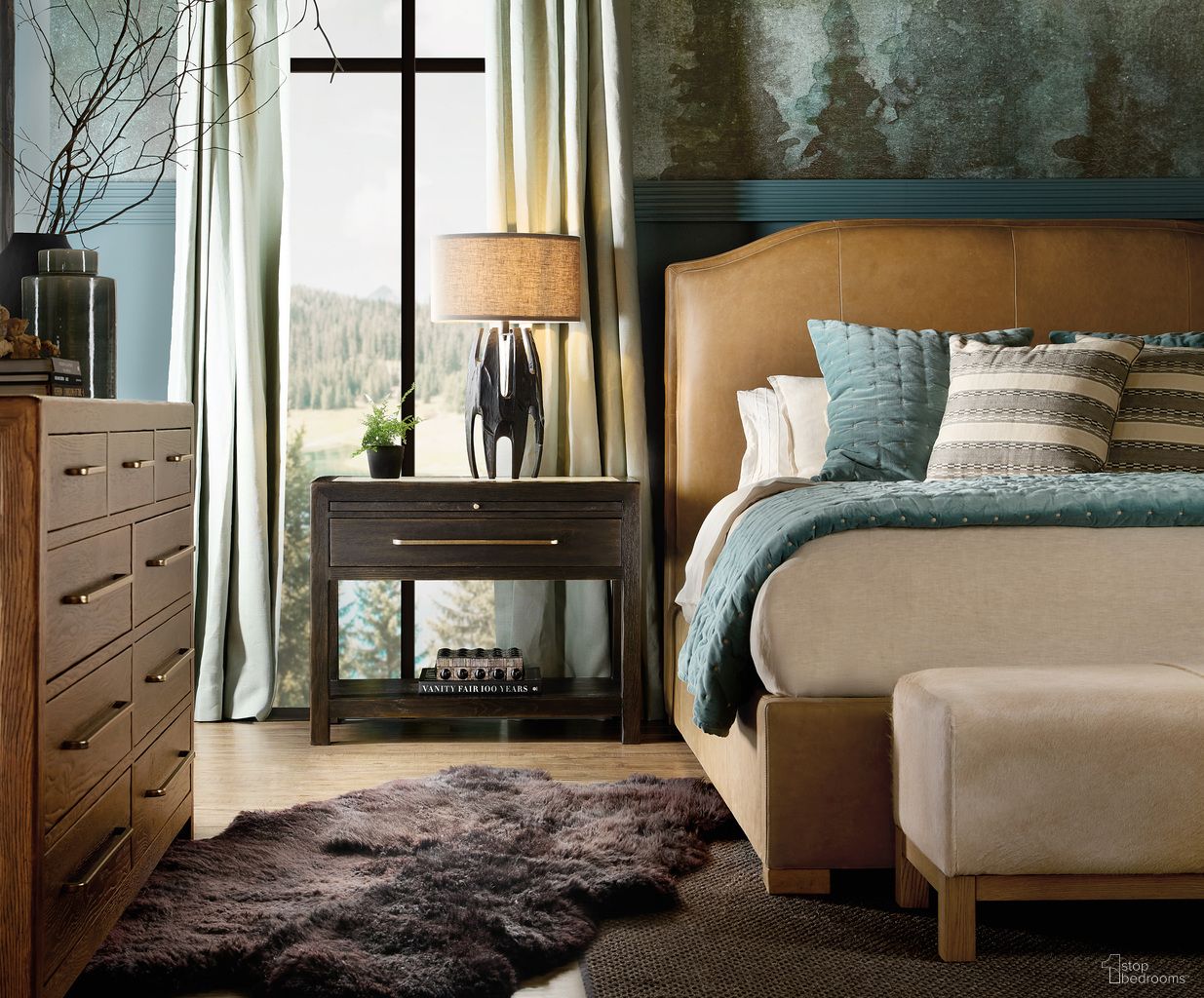 Driftwood Upholstered Bedroom Set In Brown