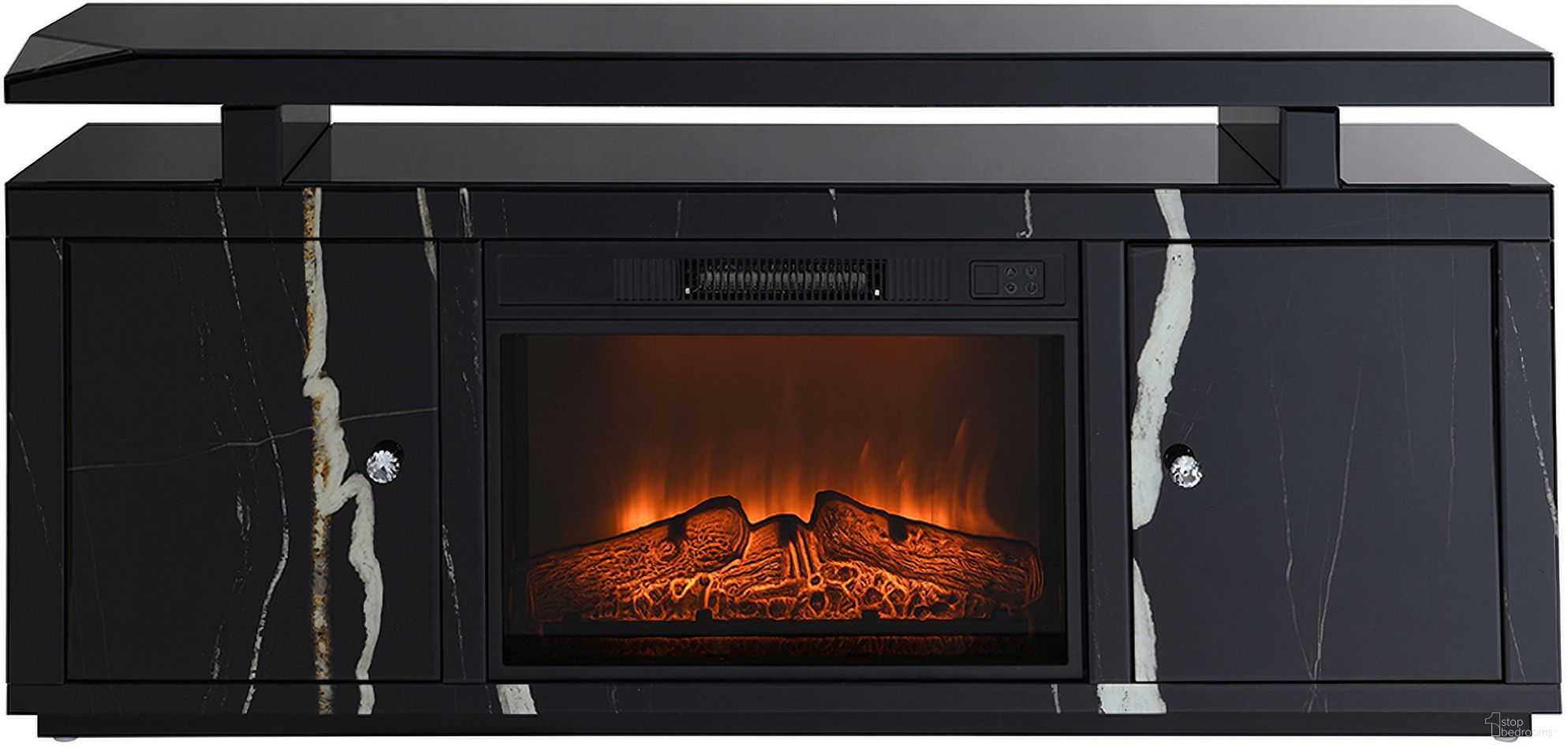 The appearance of Drisana TV Stand with Fireplace In Black designed by ACME in the glam interior design. This black piece of furniture  was selected by 1StopBedrooms from Drisana Collection to add a touch of cosiness and style into your home. Sku: LV03868. Material: Wood.
