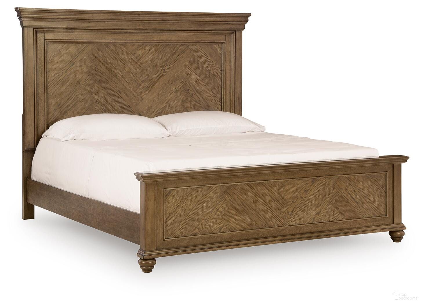 Drojan King Panel Bed In Medium Brown