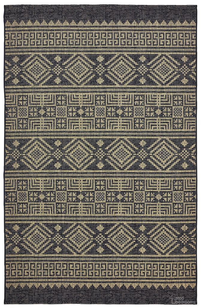 Drono Geometric Power-Loomed Indoor/Outdoor Area Rug In Black and Brown