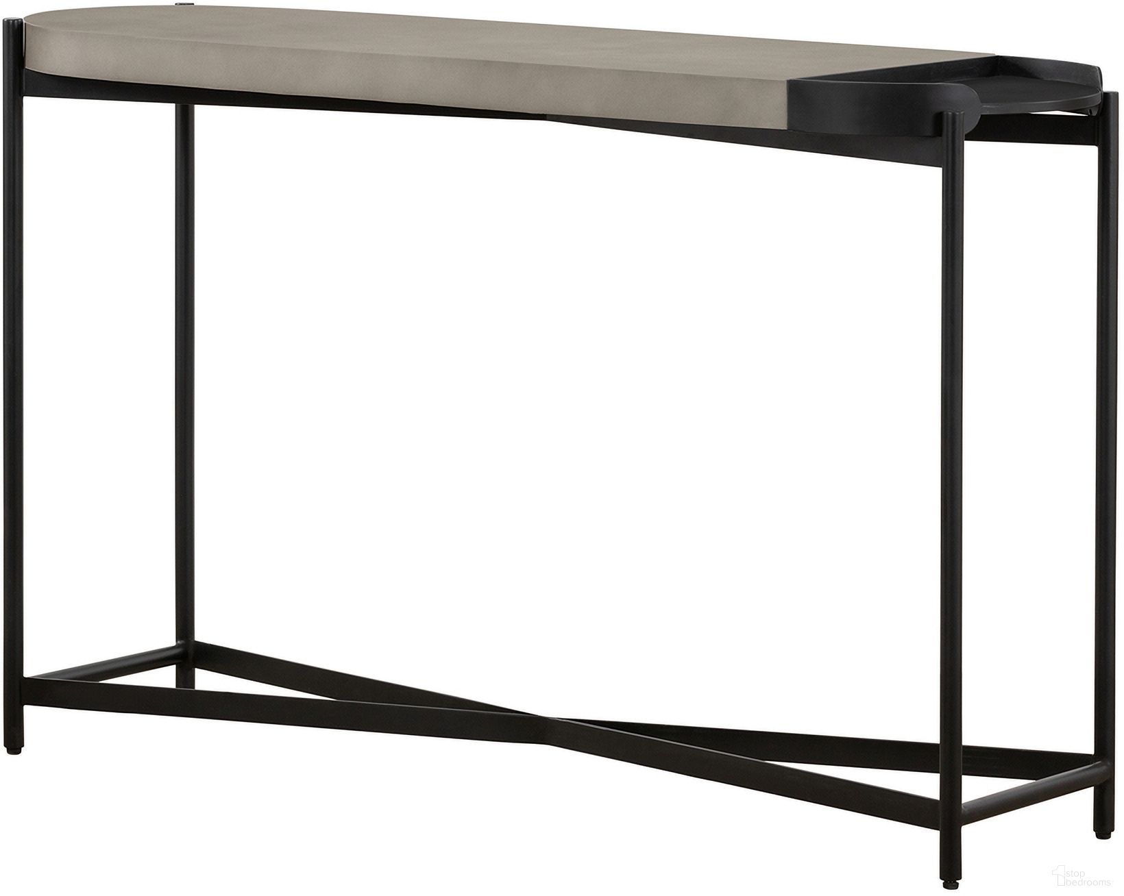 The appearance of Dua Concrete and Black Metal Modern Console Table designed by Armen Living in the modern / contemporary interior design. This black and gray piece of furniture  was selected by 1StopBedrooms from Dua Collection to add a touch of cosiness and style into your home. Sku: LCDUCNBLCC. Material: Concrete.