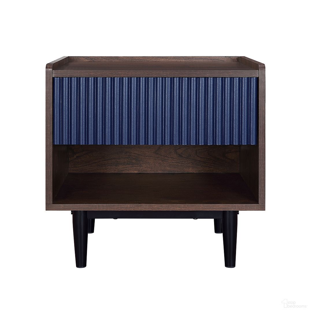 Duane Nightstand In Dark Brown and Navy Blue