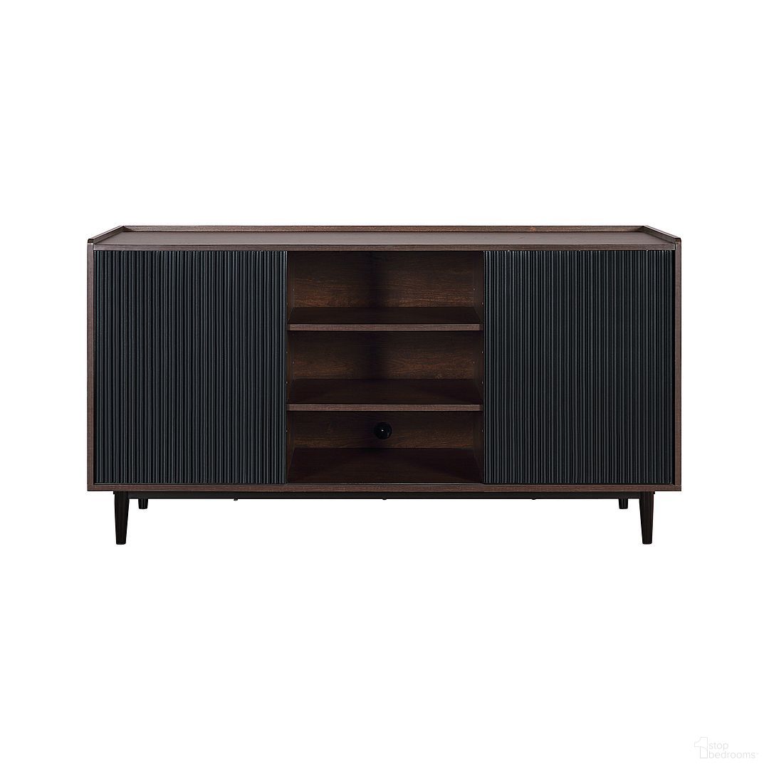 The appearance of Duane Sideboard In Dark Brown and Black designed by Manhattan Comfort in the transitional interior design. This black piece of furniture was selected by 1StopBedrooms from Duane Collection to add a touch of cosiness and style into your home. Sku: SB-9GLF-BK. Material: MDF.