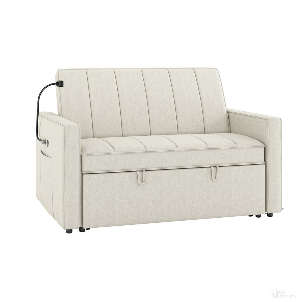 The appearance of Duane Upholstered Sleeper Sofa In White designed by Karat Home in the modern / contemporary interior design. This white piece of furniture was selected by 1StopBedrooms from Duane Collection to add a touch of cosiness and style into your home. Sku: SFKR1101-WTE. Material: Linen Look Fabric.