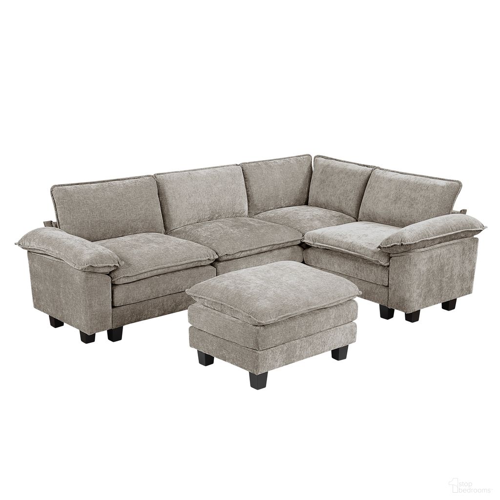 Dublin 5-Piece Modular Sectional with Ottoman In Gray