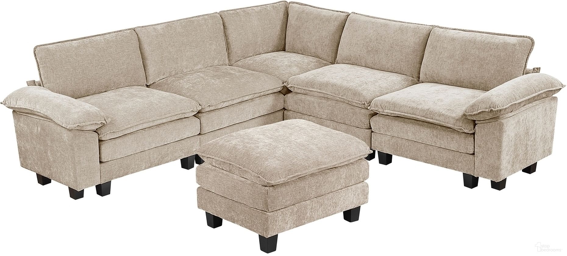 The appearance of Dublin 6-Piece Modular Sectional with Ottoman In Taupe designed by Homelegance in the modern / contemporary interior design. This taupe piece of furniture  was selected by 1StopBedrooms from Dublin Collection to add a touch of cosiness and style into your home. Sku: 8450TPE-4;8450TPE-CR;8450TPE-AC;8450TPE-AC;8450TPE-AC;8450TPE-AC;8450TPE-A. Material: Chenille.