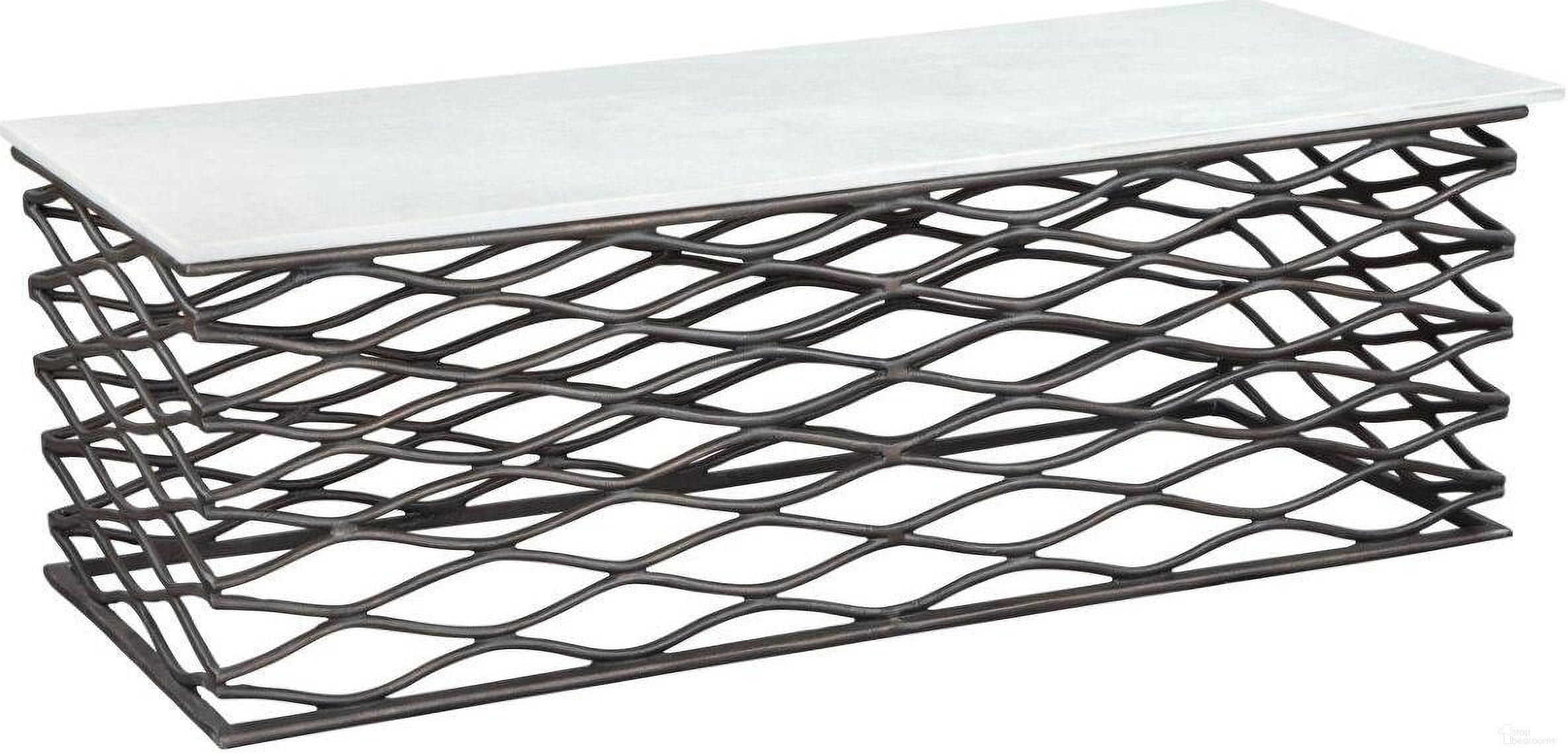 The appearance of Duchess Coffee Table In White and Antique Bronze designed by Zuo Modern in the modern / contemporary interior design. This white/bronze piece of furniture was selected by 1StopBedrooms from Duchess Collection to add a touch of cosiness and style into your home. Sku: 109457. Material: Marble.