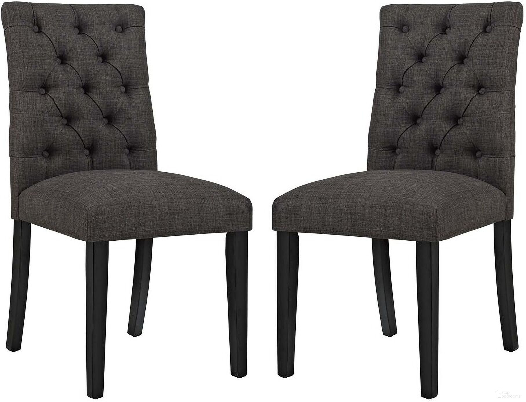 Duchess Dining Chair Fabric Set of 2 In Brown